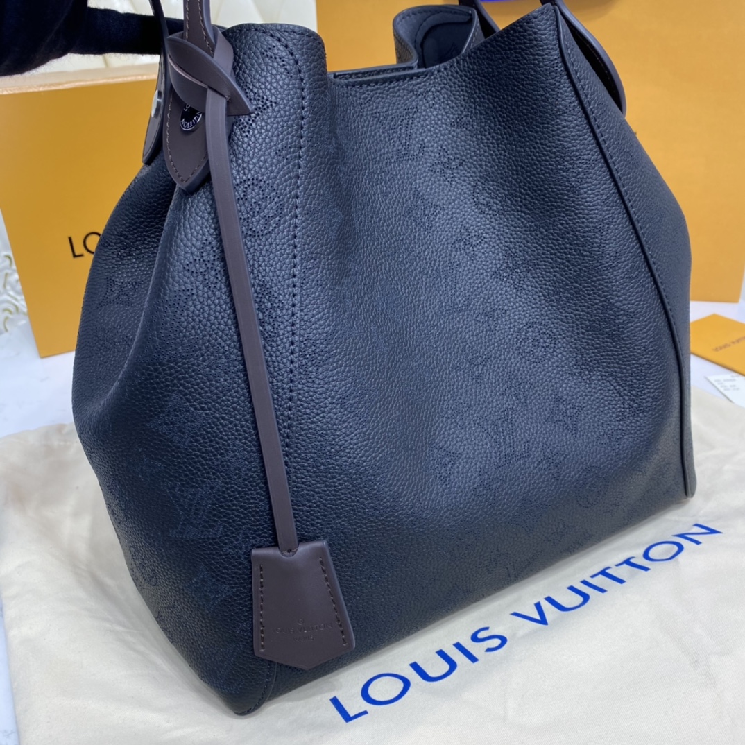 Louis Vuitton HINA MM Handbag Mahina Calf M54354 Black